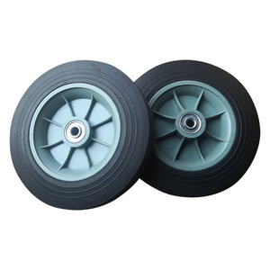 Roues pivotantes 10 pouces en caoutchouc massif, fonctionnement silencieux, pour chariot à main, chariot à outils, type à trou de boulon, frein non inclus - Product Image 2