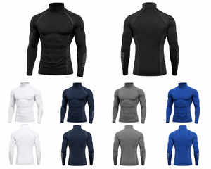 Maillot de compression de football à col roulé, manches longues, anti-humidité, extensible dans les 4 sens, en maille, couche de base, soutien musculaire, haut d'entraînement - Product Image 2
