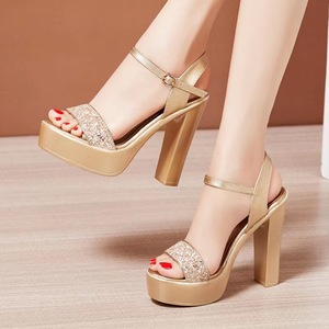 High Heel Thick Heel Thick Bottom Waterproof Platform Performance Model Cheongsam Catwalk Shoes Women's <b>Sandals</b> 2024 - Product Image 1