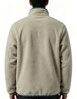 Veste unisexe décontractée d'hiver réversible en laine et polaire sherpa, col montant, imperméable, coupe-vent, logo personnalisé sur le devant