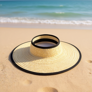 <b>Straw</b> Open-Top <b>Hat</b> 12Cm Wide Brim Sun Protection Summer Beach Wear - Product Image 2