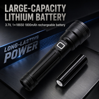 Lampe torche laser blanche 20W zoomable 800LM rechargeable Type-C 1*18650 1800mAh en alliage d'aluminium, torche portative 4 modes flash