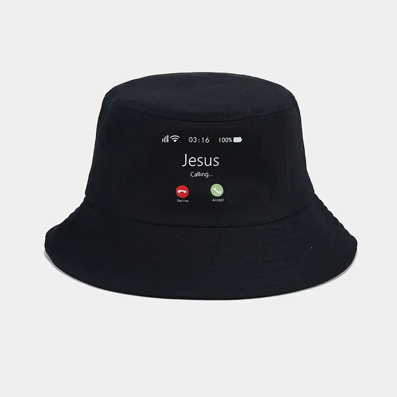 2023 nouveau noir en gros jésus chapeaux seau un côté porter chapeau