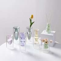 Botol Reed Diffuser Kaca Dinding Ganda Warna-warni Mewah Kosong untuk Aromaterapi, Pewangi, Minyak Esensial, Vas untuk Dekorasi Rumah dan Bunga