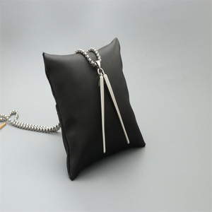 Collier pendentif baguettes en acier inoxydable, pendentifs à thème argenté et blanc, bijoux fantaisie, cadeau - Product Image 2