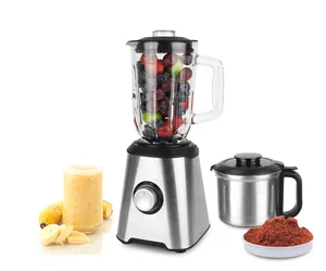 2020 नई डिजाइन Multifunctional खाद्य प्रोसेसर के साथ जार और चक्की Juicer और चक्की स्टेनलेस स्टील ब्लेंडर ग्लास 2 में 1 1.25