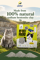 Litière pour chat minérale naturelle à base de sodium OEM, bonne capacité d'agglomération, absorption rapide de l'eau, économique