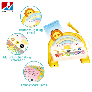 <span class=keywords><strong>Piano</strong></span> électrique tactile arc-en-ciel multifonction avec microphone et 8 cartes éducatives pour enfants - Product Image 2