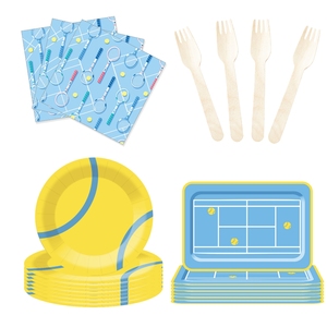 DAMAI - Juego de Platos de Papel para Decoración de Fiestas de Tenis, Cumpleaños, Incluye Platos, Vasos y Servilletas para Fiestas Deportivas de Niños - Product Image 4