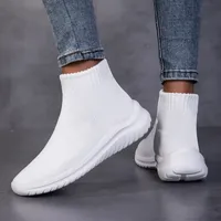 Baskets montantes pour femmes en maille respirante, légères, à enfiler, antidérapantes, confortables et souples, pour le printemps et l'automne