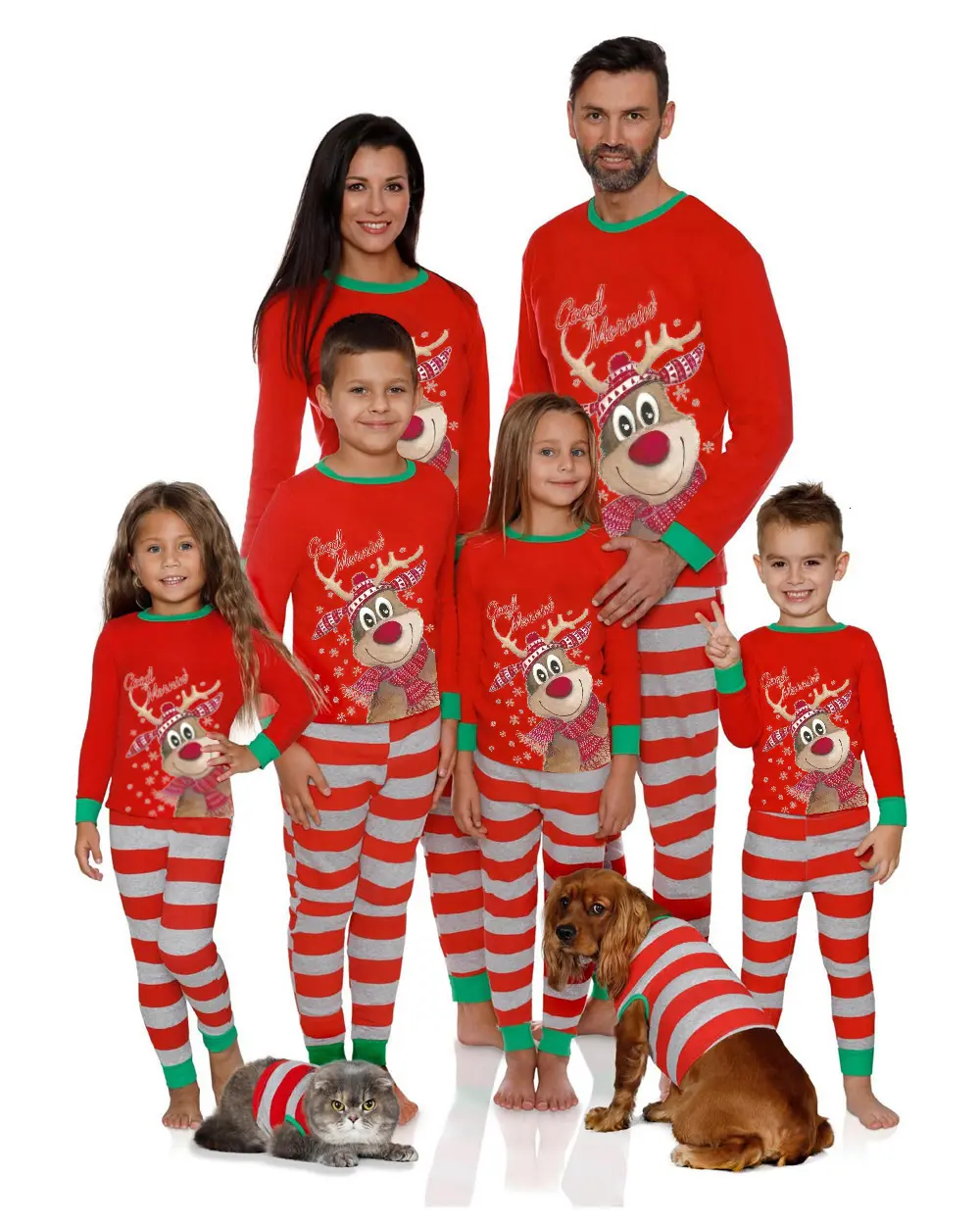 Christmas Family Pyjamas Set Langarm Rentier Print Zweiteiliges Set Family Leisure Wear Passende Weihnachts pyjamas für Familien