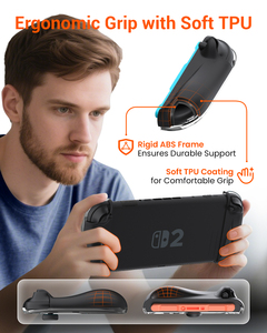 เคสป้องกัน TPU แบบนิ่มสำหรับคอนโทรลเลอร์ Nintendo Switch <span class=keywords><strong>2</strong></span> Joycon, พื้นผิว PC โปร่งใส, ออกแบบตามหลักสรีรศาสตร์, จับถนัดมือ, กันลื่น - Product Image 3