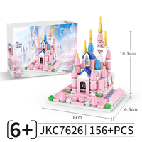 JKC7626 MOC, modelo de construcción creativo, Castillo rosa, 156 Uds., conjunto de bloques de construcción de ensamblaje de partículas pequeñas, juguete de colección de plástico para regalo