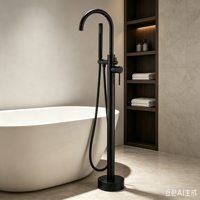 Meilleure vente : Ensemble de douche et mitigeur de baignoire en acier inoxydable, mitigeur de baignoire autoportant à cascade douce à poignée unique pour salle de bain
