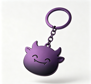 Purple Metal Key Chain Cartoon Devil Pendant <b>Custom</b> Logo Keyring Promotional Gift Souvenir - Product Image 3