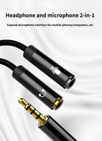 Adaptateur de casque d'ordinateur 2 en 1, câble répartiteur en Y pour micro et casque, 3,5 mm AUX, audio stéréo, cuivre, pour PS4, PC, ordinateur portable