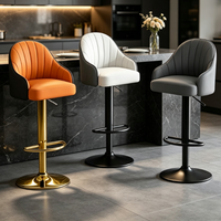 Tabouret de bar blanc moderne avec base en métal noir, hauteur réglable, pivotant, pour îlot de cuisine, bar à domicile