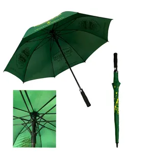 Haute qualité 60 pouces Extra Large couleur verte coupe-vent automatique ouvert étanche parapluie de golf personnalisé avec impression de logo