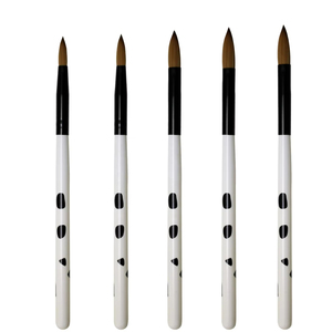 Pinceau à ongles ovale en nylon avec manche en bois à motif vache et logo personnalisé, pour le dessin et la peinture acrylique en salon - Product Image 1