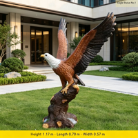 Sculpture réaliste d'aigle chauve en fibre de verre, grande statue d'aigle pour la décoration de villas, jardins, pelouses et paysages extérieurs