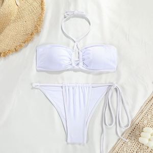Costume da Bagno Sexy da Donna 2025, Bikini a Due Pezzi Personalizzato, Costume da Nuoto con Allacciatura al Collo, Micro <span class=keywords><strong>Perizoma</strong></span> Brasiliano - Product Image 4