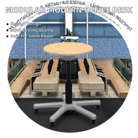 Meubles de bureau modernes modulaires, design convertible à vérin pneumatique, roulettes métalliques, pliables, réglables, avec panneau en bois pour ordinateur