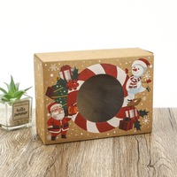 Scatola Regalo di Natale in Carta Kraft con Finestra Ottagonale, Stampa Babbo Natale, Pupazzo di Neve e Renna per Regali Festivi, Feste, Pasticcerie e Vendita al Dettaglio