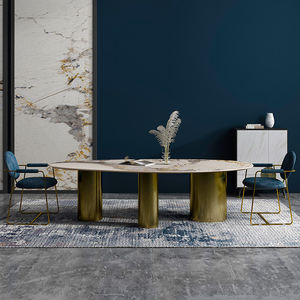 Muebles de lujo modernos de China para el hogar, mesa de comedor ampliable con piedra sinterizada de Metal, fabricante y empresa - Product Image 3