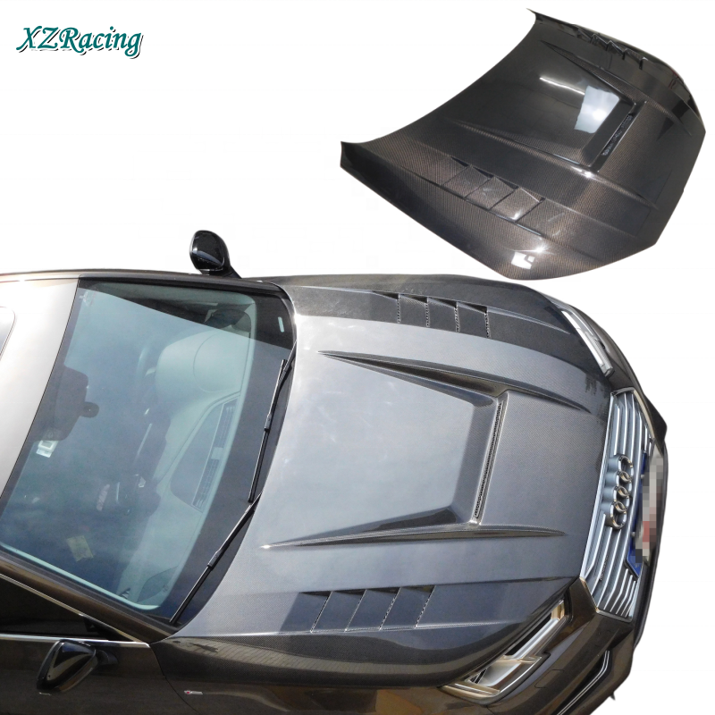 AT Carbon Car Engine Cover Bonnet Auto Hood for Audi A4 S4 B9 B9.5 2017-2024 Aerodynamic Body Kits Auto Parts Car Accessories