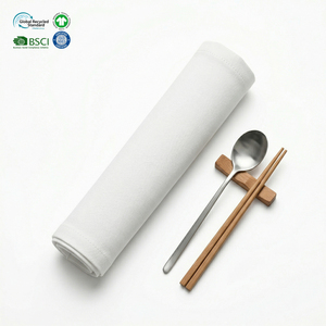 Professional White 20x20 Inch Eco-Friendly Waterproof Durable Restaurant Napkins Custom Size Poly Cotton for Hospitality - Product Image 1