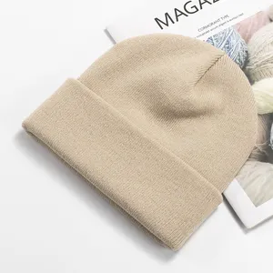 Sombreros de punto acrílico para bebés, gorra suave lisa, toque cálido de invierno, venta al por mayor, calidad superior, bebé