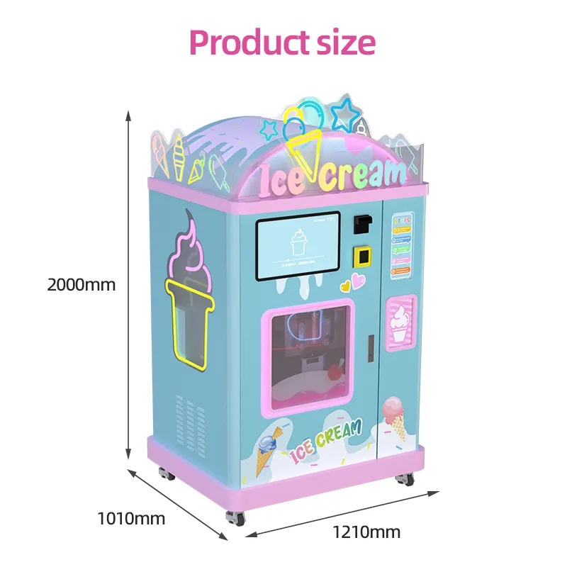 Máquinas expendedoras de helados al aire libre Fundord máquina expendedora de helados de nieve de servicio suave automatizada