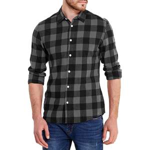 เสื้อเชิ้ตผ้าสักหลาดลายสก็อตติดกระดุมแขนยาวของผู้ชายเสื้อเชิ้ตคอตตอน100% เสื้อเชิ้ตขนาดคอเสื้อ6XL ตามสั่ง - Product Image 3