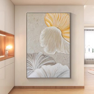 Creamy Abstract Oil Painting Gold <b>Frame</b> Rectangle Modern Minimalist Living Room Sofa Background <b>Wall</b> Art - Product Image 4