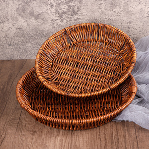 Handmade <b>Plastic</b> Woven Imitation Rattan <b>Basket</b> Circle Stackable Fruit Vegetable Storage <b>Basket</b> Shandong Origin - Product Image 2