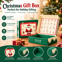 Boîte en papier kraft rouge double pliage personnalisée et recyclable pour Noël, ensemble cadeau tasse isotherme, chewing-gum, sucre, fermeture magnétique