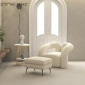 Fauteuil de luxe moderne et vintage pour salon, sellerie de luxe, fauteuil à boucle blanche pour la maison