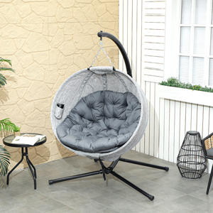AJUNION-Chaise Suspendue avec Cadre en Acier, <span class=keywords><strong>Oeuf</strong></span>, Chaise à Bascule Pliable avec Porte-Gobelet Inclus - Product Image 4