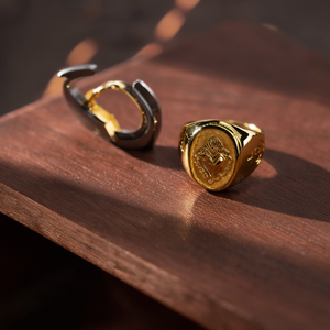 แหวนแฟชั่น สแตนเลสสตีล 316L ชุบทอง PVD ดีไซน์รูปหัวใจ แหวนผู้ชาย - Product Image 3