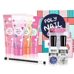 Poly Gel Nail Builder Set Private Label Nail Extension Acrylic Poly Gel Kit With Uv Lamp Brush Tools