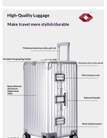 Valise trolley unisexe grande capacité 28 pouces en alliage aluminium-magnésium, avec serrure TSA et roues pivotantes à 360 degrés – Vente en gros