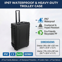 Grande valise de transport portable en plastique rigide, résistante à l'eau IP67, avec roues pivotantes, personnalisable OEM/ODM, pour équipements et instruments
