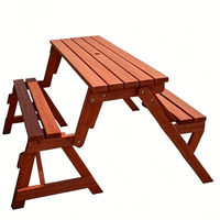 Ensemble de table pliante et 4 chaises en bois massif de haute qualité, meubles de jardin durables et confortables pour l'hôtel et le parc