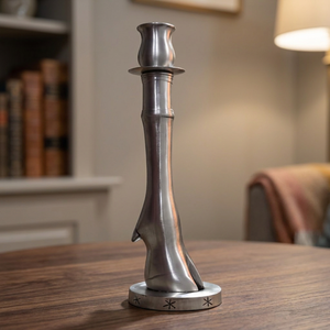 Porte-bougie en laiton antique avec base en forme de sabot de vache, design en relief, de haute qualité, durable, décoration de table pour mariage, hauteur 30 cm - Product Image 1
