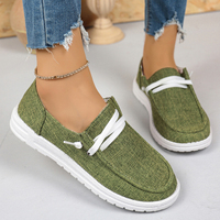 Chaussures plates décontractées pour femmes en tissu tissé, sans lacets, mocassins, vert, rose, blanc