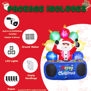 Père Noël Gonflable <span class=keywords><strong>DJ</strong></span> de 1,80 m pour Fête de Noël, Décoration Lumineuse Musicale Rotative - Product Image 4