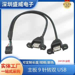 สายเคเบิลอะแดปเตอร์ 9 พินเป็น USB 2.0 แบบคู่พร้อมรูสกรู สีดำ ทองแดงทั้งหมด ขึ้นรูปด้วยวิธีฉีดขึ้นรูป - Product Image 4