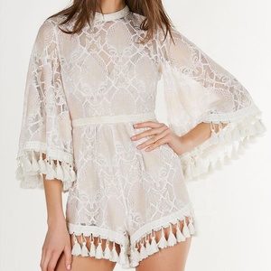 <strong>Chinese</strong> <strong>Wholesale</strong> Hot Selling Elegant Bell Sleeve Jumpsuit Lace Romper Dress Stand Collar Women Fashion <strong>Clothing</strong> - Product Image 1