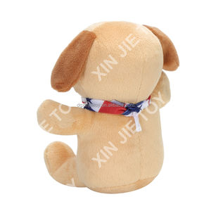 دمية كلب قطيفة من قطن البولي بروبيلين، لعبة كلب قطيفة بوضعية جلوس، دمية كلب صغيرة قطيفة مع وشاح، متوفرة بخدمة التصنيع حسب الطلب (<span class=keywords><strong>OEM</strong></span>/ODM) - Product Image 4
