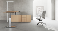 Bureau de direction moderne et luxueux, modulaire, extensible, avec armoire latérale convertible, hauteur réglable, table de PDG, espaces de travail corporatifs